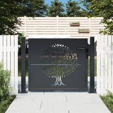 Portail de Jardin Portillon Porte Anthracite Acier Conception d'Arbre vidaXL