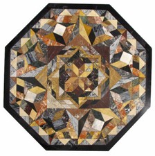 36 " Dîner Table Top Incrustation Multi Pierres Marqueterie Art Travail