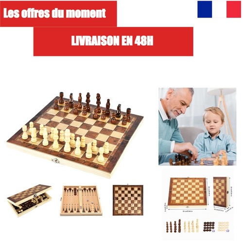 Jeu échecs bois pliable - bois,