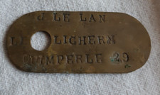 PLAQUE D'IDENTITE  MILITAIRE J LE LAN LE LICHERN QUIMPERLE 29 LONGUEUR 6CM