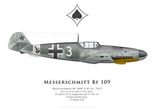 Print messerschmitt 109f 4 - print, bf