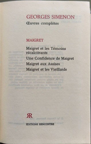 Oeuvres complètes maigret - , xxi