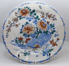 ASSIETTE PLATE FAÏENCE GIEN DÉCOR AU COQ CAMPAGNE ET PIVOINES CERAMIC 2