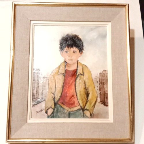 Enfant portait huile sur toile - enfant,
