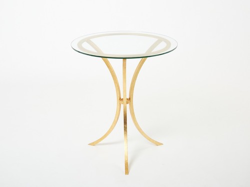 Guéridon fer doré verre - doré,