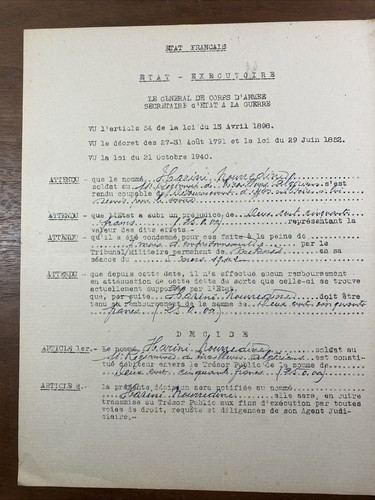 Harini 1942 algérie - algérie, colonie