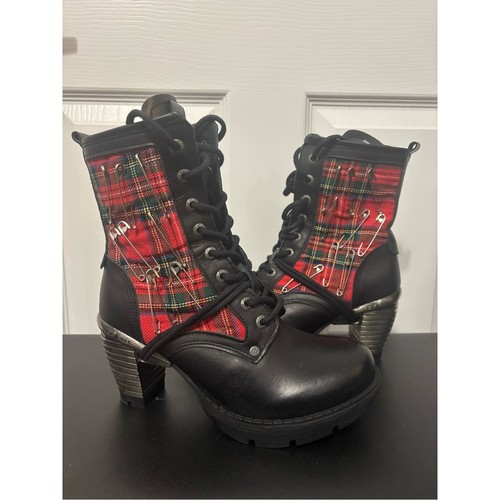 New rock tr027 plaid boots - m-tr027,