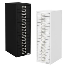 Armoire à dossiers en acier 28x38x87 cm avec 15 tiroirs noir ou blanc au choix