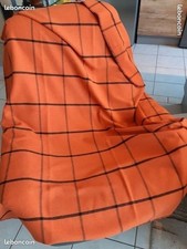 PLAID / Jeté de LIT Orange et Noir à Carreaux - Fabrication Artisanale ÉTAT NEUF