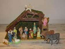 Devineau Crèche garnie étable bois Lot santons 9 cm T3 ancien Nativité 2