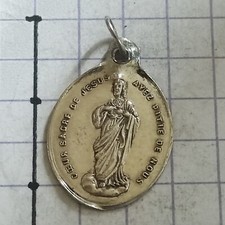 Pendentif Médaille Religieuse  argent COEUR SACRE JESUS AYEZ PITIE DE NOUS