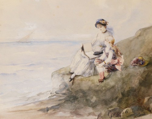 Dessin aquarelle tableau - , femme