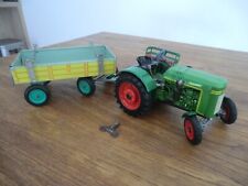 Jouet ancien Tracteur F20 FENDT KOVAP mécanique en tole avec remorque collec TBE