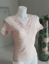 Tee-shirt femme crème rayé