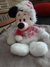 Pou/peluche Minnie snow boots Disneyland Paris bonnet robe écharpe tbe 28cm env