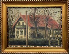 Impressionniste Paulsen Vue Sur Un Maison Vieux Villa Porte Jardin Kahle Arbres