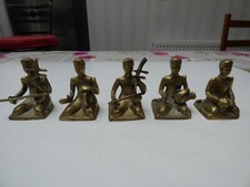 ENSEMBLE DE 5 FIGURINES EN BRONZE MUSICIENS ORCHESTRE ASIE THAILANDE !!