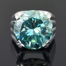RARE BAGUE SOLITAIRE DIAMANT TRAITÉ BLEU TAILLE RONDE CERTIFIÉE 11,75 ct arge...