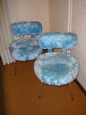 CHAISES MOUMOUTTES VINTAGE COLORIS BLEUES  (DUO)