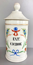 Ancien grand pot à pharmacie en porcelaine de Limoges / Extr. Chichor. XIXe