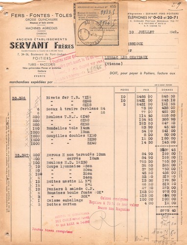 1946 fers fontes toles grosse - fers,