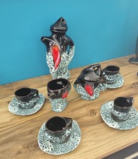 Très rare service à café thé bleu écume de mer Vallauris  vintage