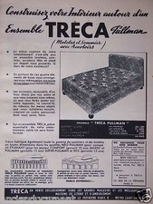 PUBLICITÉ 1955 TRÉCA ENSEMBLE MATELAS ET SOMMIER ACCOTOIRS PULLMAN - ADVERTISING