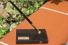 RARE ancien stylo plume 18 kts WATERMAN CF de bureau socle en marbre