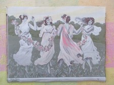 Tapisserie art nouveau Ancienne Peinture Nymphes Soie tissée France