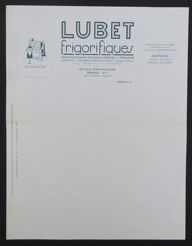 Facture paris lubet frigorique - facture,