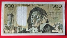 Billet 500 Francs PASCAL 22-1-1987