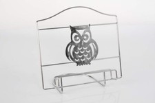 Lutrin support porte livre de cuisine déco Hibou métal chromé