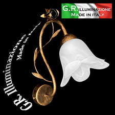 Applique classique rouille or 1 lumière lampe murale verre albâtre blanc DINA