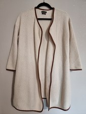 MASSIMO DUTTI : GILET LAINAGE  LAINE  ANGORA CACHEMIRE BORDURE CUIR VERITABLE