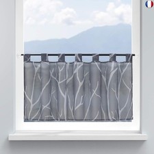 HongYa Rideau Brise Bise Transparent à Passants Impression de Branches Voilage 