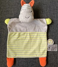 608??doudou Plat zèbre Ane Cheval mots d'enfants Zebra Gris Jaune Vert