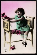BQ179 ART DECO  HIGH FASHION GIRL STOOL KITSCH Tinted  PHOTO pc