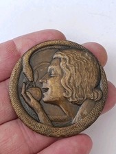 Médaille Bronze Art Déco R. Cochet Eve & Le Serpent 53,3 g - 49 mm