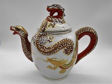MAGNIFIQUE THÉIÈRE AUX DRAGONS EN PORCELAINE / CÉRAMIQUE DE SATSUMA JAPON