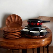  Vintage Service à Fondue en fonte. Ramequins Digsmed