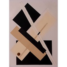 "Noir & Beige"  Collage/Papier  - Signé JLP   - Oeuvre Unique - 40x30 cm