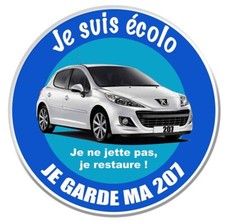 STICKER JE SUIS ECOLO JE GARDE MA 207 PEUGEOT AUTOCOLLANT EZ107