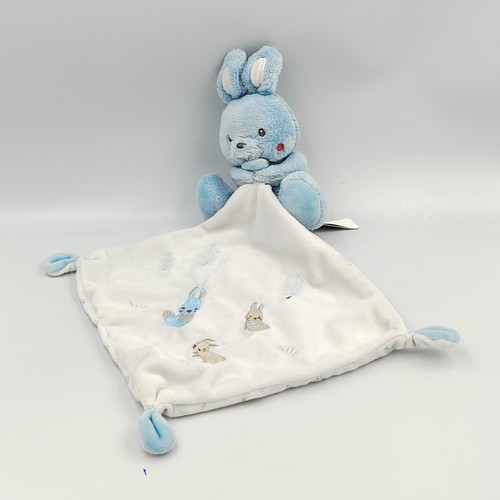 Doudou lapin bleu blanc