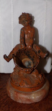 XIXème STATUETTE MÉTAL angelot enfant AVEC SEAU porte allumette napoléon III