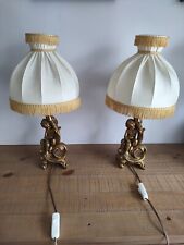 Paire De Lampes Dorés Chérubin en Plastique Enduit ?? - Vintage - Ange  