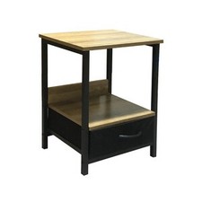 TABLE DE CHEVET INDUSTRIELLE 1C MÉTAL/CHÊNE 40X35X55 CM 