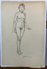 Emmanuel JODELET (1883-1969) Crayon Portrait Nu Femme Nue Modèle Art Style