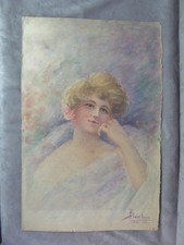 PORTRAIT A L'AQUARELLE, signé Brésil, jeune femme algérienne. Nice, 1910.