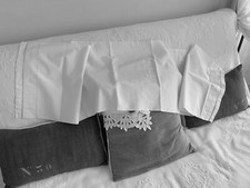 Linge Ancien TAIE DE TRAVERSIN Brodé Monogramme RC