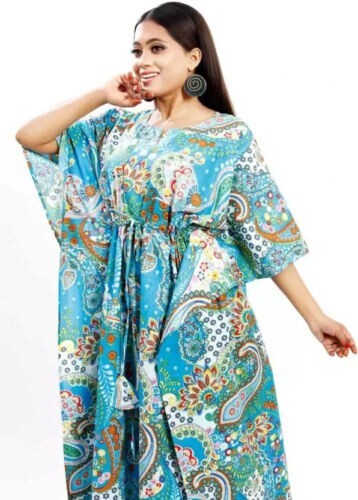 Robe kaftan paisley turquoise - kaftan,